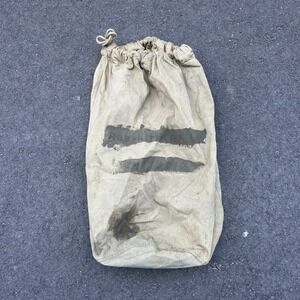 Vintage Military Canvas Duffle Bag Khaki Tan Stenciled Drawstring Sea Bag USA